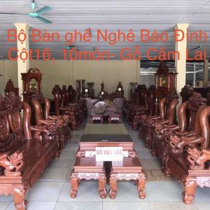 Bàn Ghế Nghê Bảo Đỉnh Gỗ Cẩm Lai Vân Chun Cột 16 10 Món BGCC206 1