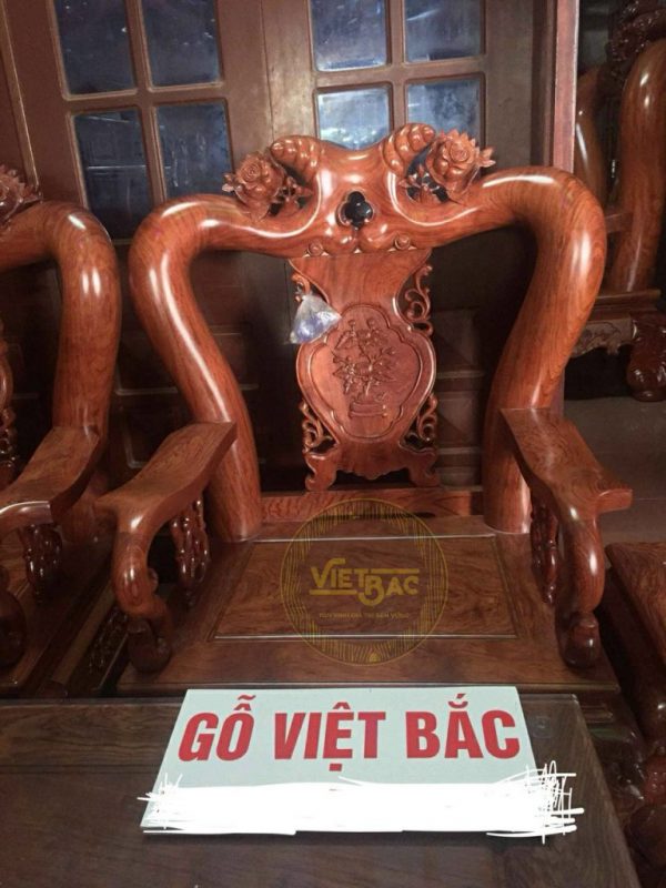 Bộ Bàn Ghế Gỗ Cẩm Hồng Trĩ Vân Chun Vip Tay 12 BGCC101 3